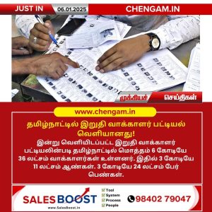 தமிழ்நாட்டில் இறுதி வாக்காளர் பட்டியல் வெளியானது!